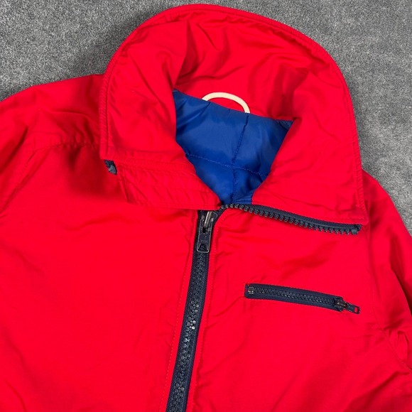 Vintage CB Sports Ski Jacket 80s Red Blue Cropped Bomber Mens XS/S Zip Up Puffer - Picture 3 of 15